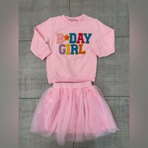 NEW Toddler Pink Birthday Girl Outfit Set w/ Tulle Skirt Size 2